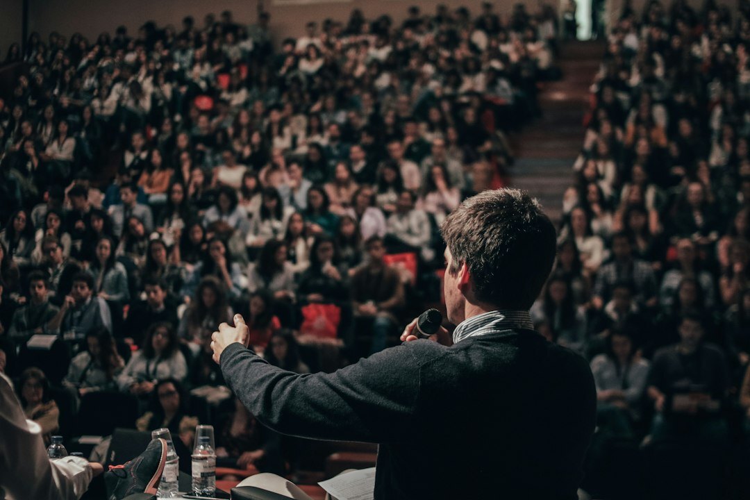 person speaking confidently in meeting