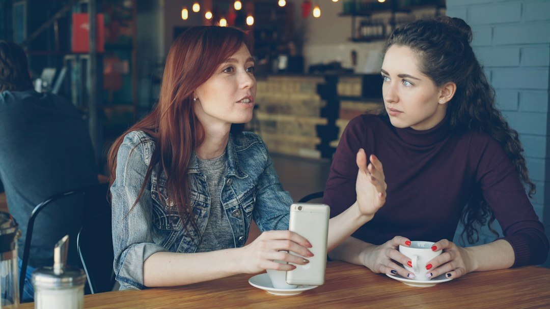 two people talking seriously